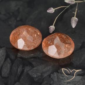 Pedras preciosas de Pedra do Sol laranja avermelhado natural de 5.89 ct, Redondo, Translúcido