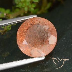 Pedra do Sol gengibre laranja Natural 3.39ct, Redondo, Transparente