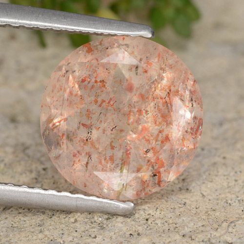 3.52ct Natural pêssego laranja Pedra do Sol, Redondo, Transparente