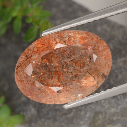 Pedra do sol laranja natural 5,87ct, corte oval, translúcido