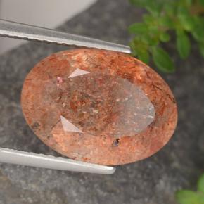 Pedra do sol laranja natural 5,87ct, corte oval, translúcido