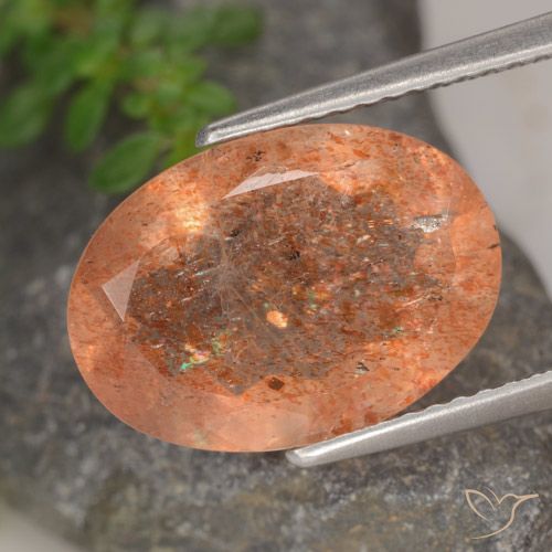 4.88ct Natural laranja avermelhado Pedra do Sol, oval, Translúcido