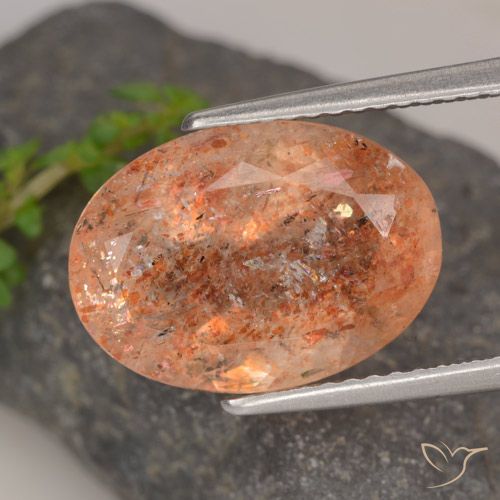 Pedra do sol laranja natural 5,45ct, corte oval, transparente