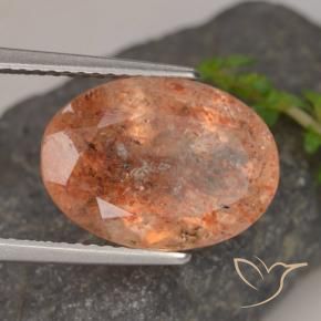 Pedra do sol laranja natural 5,45ct, corte oval, transparente