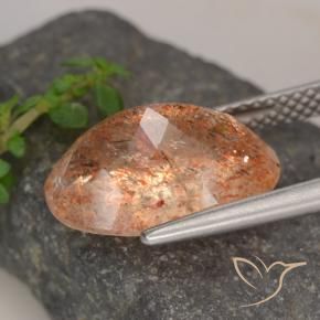 Pedra do sol laranja natural 5,45ct, corte oval, transparente