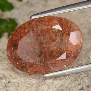 Pedra do Sol Toranja Laranja Natural 6.46ct, oval, Translúcido