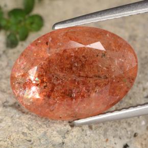 Pedra do sol laranja natural 5,46ct, corte oval, translúcido