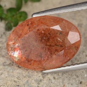 Pedra do sol laranja natural 5,46ct, corte oval, translúcido