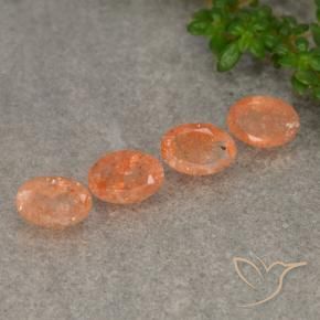 Pedras preciosas de pedra do sol laranja natural de 2,16 ct, corte oval, translúcido