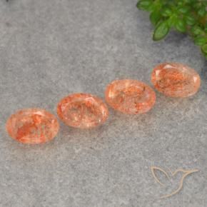 Pedras preciosas de Pedra do Sol laranja avermelhado natural de 2.04 ct, oval, Translúcido