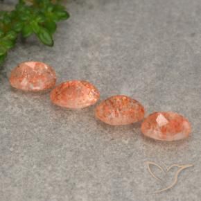 Pedras preciosas de Pedra do Sol laranja avermelhado natural de 2.04 ct, oval, Translúcido