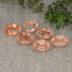 Pedras preciosas de Pedra do Sol laranja avermelhado natural de 3.29 ct, oval, Translúcido