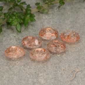 Pedras preciosas de Pedra do Sol laranja avermelhado natural de 3.29 ct, oval, Translúcido