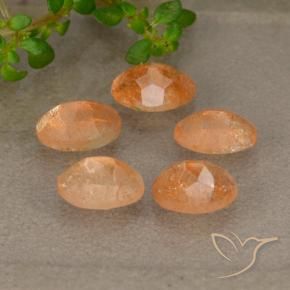 Pedras preciosas de Pedra do Sol laranja avermelhado natural de 2.47 ct, oval, Translúcido