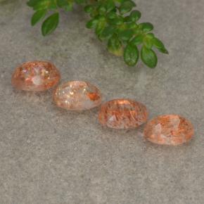 Pedras preciosas de pedra do sol laranja natural de 2,18 ct, corte oval, translúcido