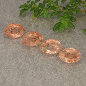 Pedras preciosas de pedra do sol laranja natural de 1,67 ct, corte oval, translúcido