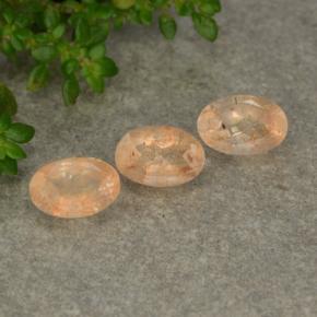Pedras preciosas de pedra do sol laranja natural de 1,52 ct, corte oval, translúcido
