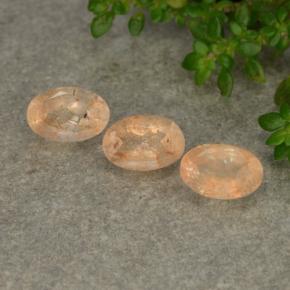 Pedras preciosas de pedra do sol laranja natural de 1,52 ct, corte oval, translúcido