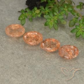 Pedras preciosas de Pedra do Sol laranja avermelhado natural de 2.23 ct, oval, Translúcido