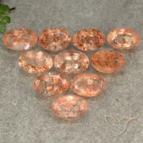Pedras preciosas de Pedra do Sol laranja avermelhado natural de 5.13 ct, oval, Translúcido