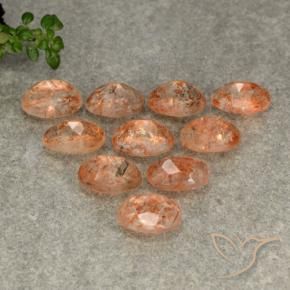 Pedras preciosas de Pedra do Sol laranja avermelhado natural de 5.13 ct, oval, Translúcido
