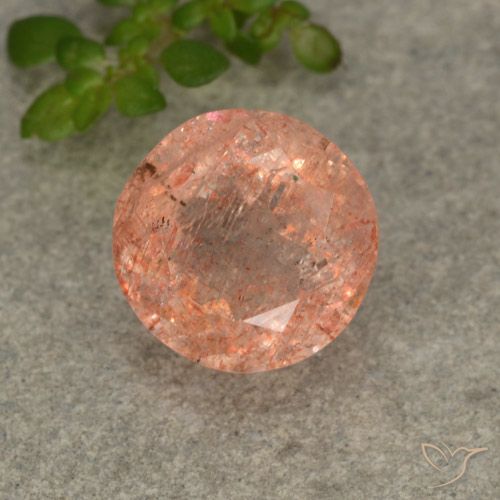 2.96ct Natural Laranja claro Pedra do Sol, Redondo, Translúcido