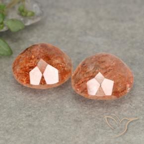 Pedras preciosas de Pedra do Sol laranja avermelhado natural de 4.94 ct, Redondo, Translúcido