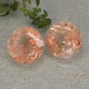 Pedras preciosas de Pedra do Sol Laranja claro natural de 5.51 ct, Redondo, Translúcido