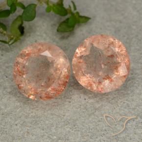 Pedras preciosas de Pedra do Sol Laranja claro natural de 4.98 ct, Redondo, Translúcido