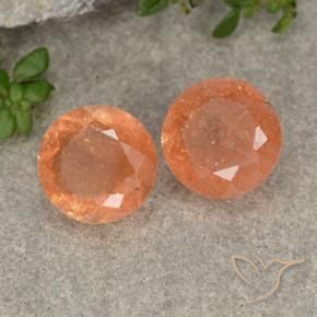 Pedras preciosas de Pedra do Sol Toranja Laranja natural de 5.52 ct, Redondo, Translúcido