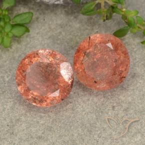 Pedras preciosas de Pedra do Sol Toranja Laranja natural de 4.92 ct, Redondo, Translúcido