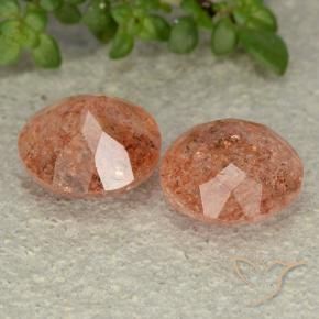 Pedras preciosas de Pedra do Sol laranja avermelhado natural de 4.71 ct, Redondo, Translúcido