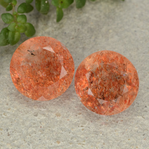 Pedras preciosas de pedra do sol laranja avermelhado natural de 5,17 ct, corte redondo, translúcido