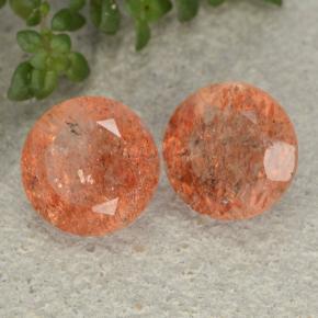 Pedras preciosas de pedra do sol laranja avermelhado natural de 5,17 ct, corte redondo, translúcido