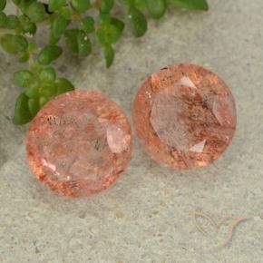 Pedras preciosas de Pedra do Sol Laranja Tigre Claro natural de 4.87 ct, Redondo, Translúcido