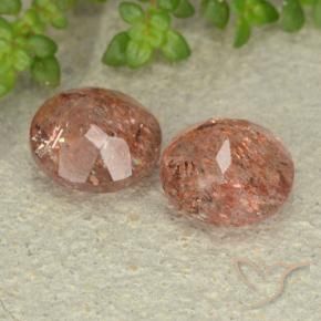 Pedras preciosas de Pedra do Sol laranja avermelhado natural de 4.77 ct, Redondo, Translúcido