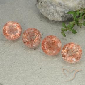 Pedras preciosas de Pedra do Sol pêssego laranja natural de 10.18 ct, Redondo, Translúcido