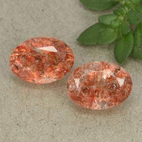 Pedras preciosas de pedra do sol laranja natural de 1,73 ct, corte oval, translúcido
