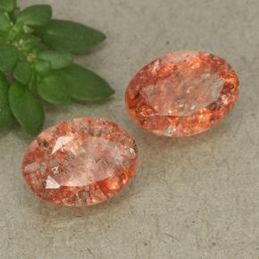 Pedras preciosas de pedra do sol laranja natural de 1,73 ct, corte oval, translúcido
