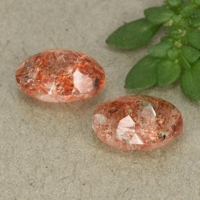 Pedras preciosas de pedra do sol laranja natural de 1,73 ct, corte oval, translúcido