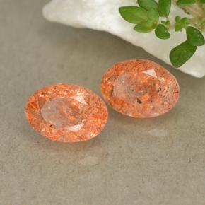 Pedras preciosas de pedra do sol laranja natural de 1,72 ct, corte oval, translúcido