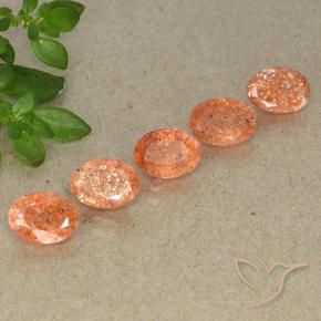 Pedras preciosas de Pedra do Sol laranja avermelhado natural de 3.92 ct, oval, Translúcido