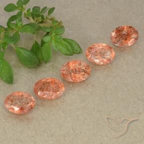 Pedras preciosas de Pedra do Sol laranja avermelhado natural de 3.59 ct, oval, Translúcido