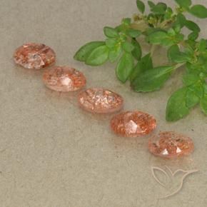 Pedras preciosas de Pedra do Sol laranja avermelhado natural de 3.59 ct, oval, Translúcido