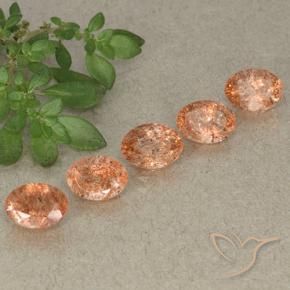 Pedras preciosas de Pedra do Sol Laranja Médio natural de 3.94 ct, oval, Translúcido