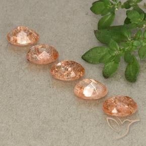 Pedras preciosas de Pedra do Sol Laranja Médio natural de 3.94 ct, oval, Translúcido