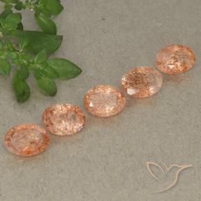 Pedras preciosas de Pedra do Sol laranja avermelhado natural de 3.40 ct, oval, Translúcido
