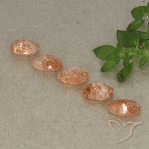 Pedras preciosas de Pedra do Sol laranja avermelhado natural de 3.40 ct, oval, Translúcido
