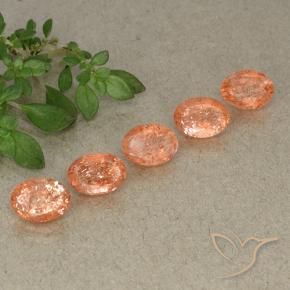 Pedras preciosas de Pedra do Sol Laranja Médio natural de 4.31 ct, oval, Translúcido