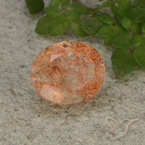 Pedra do Sol laranja avermelhado Natural 4.28ct, oval, Translúcido